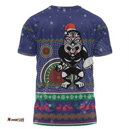 Amazing Aussie New Zealand Warriors Christmas Custom T-shirt - Ugly Xmas And Aboriginal Patterns For Die Hard Fan T-shirt