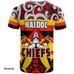 Amazing Aussie Waikato Chiefs Rugby T-shirt -  Chiefs With Maori Pattern Naidoc Week ''Get Up, Stand Up, Show Up'' T-shirt