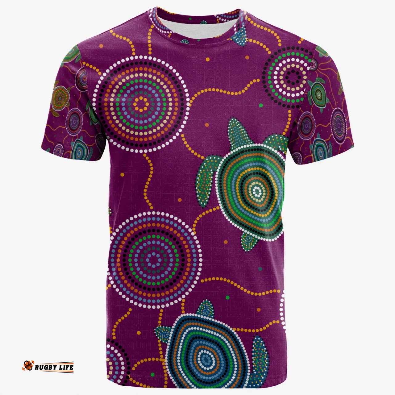 Amazing Aussie Australia Sthirt - Aboriginal Inspired Turtle Purple Australia Dot Patterns