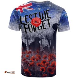 Amazing Aussie Australia Anzac Day T-Shirt Lest We Forget Vintage Poppies