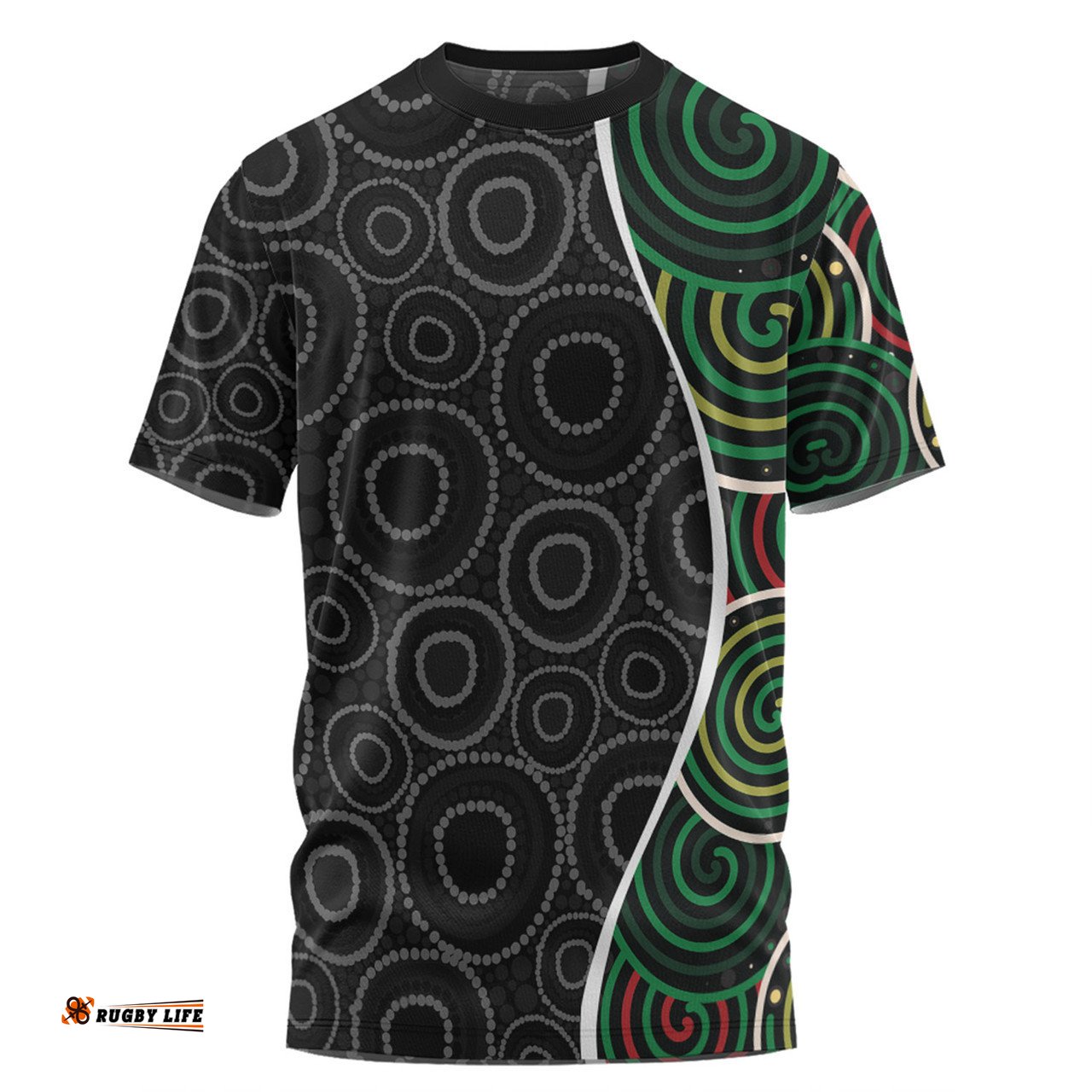 Amazing Aussie Australia Aboriginal T-shirt - Green Dot Art Circle Pattern From Aboriginal Art T-shirt