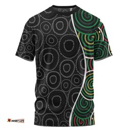Amazing Aussie Australia Aboriginal T-shirt - Green Dot Art Circle Pattern From Aboriginal Art T-shirt