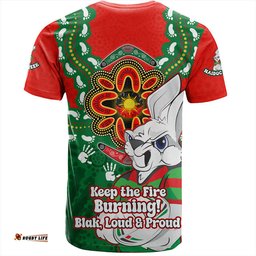 Amazing Aussie South Sydney Rabbitohs T-Shirt Aboriginal Inspired Naidoc Symbol Pattern
