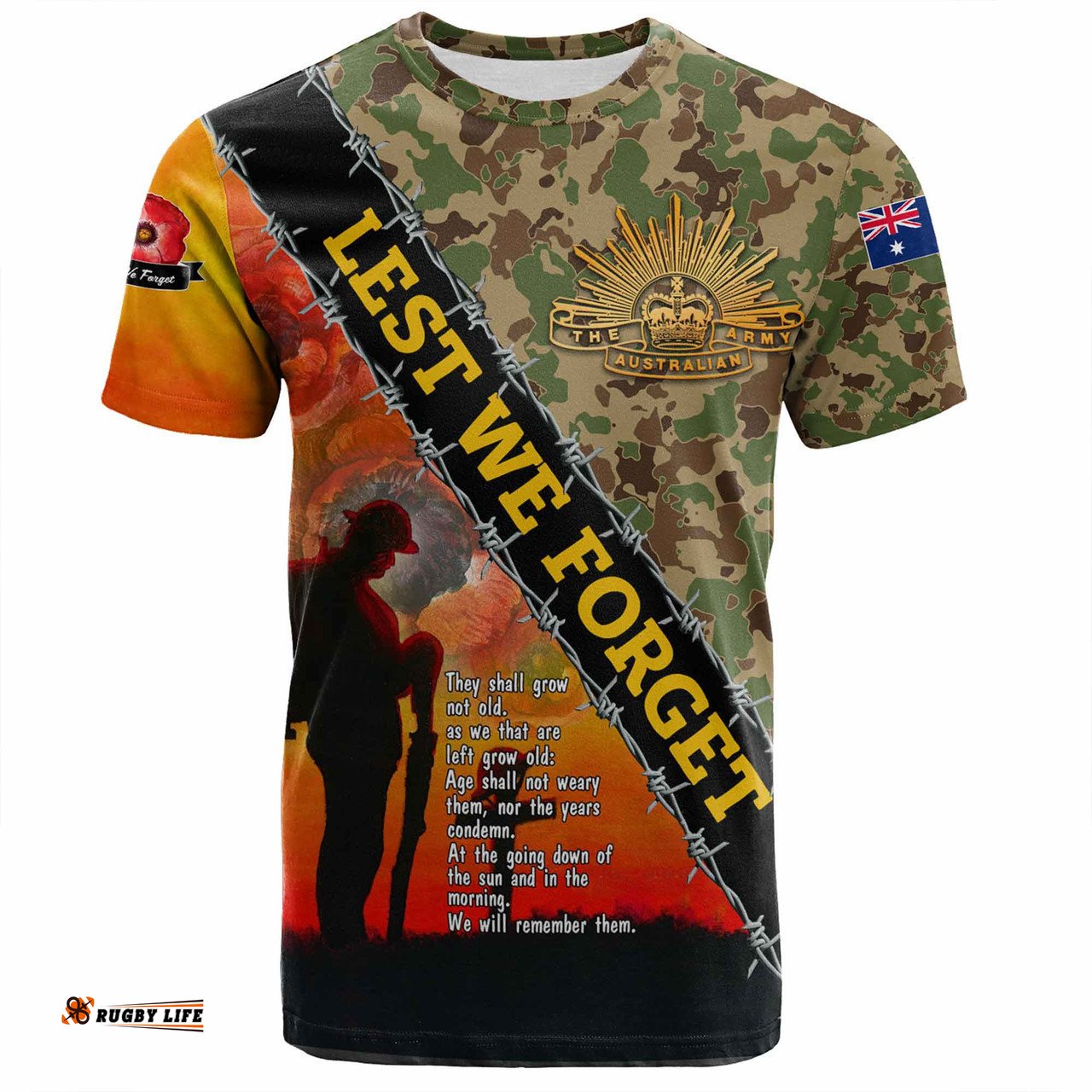 Amazing Aussie Australia Anzac Day T-Shirt - Anzac Lest We Forget Quotes Vintage Style T-Shirt