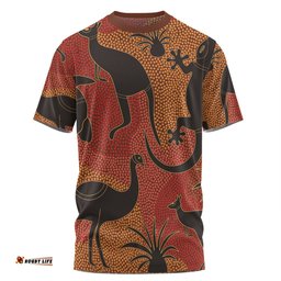 Amazing Aussie Australia Aboriginal T-shirt - Aboriginal Dot Art With Animals T-shirt