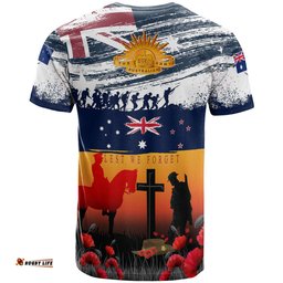 Amazing Aussie Australian and New Zealand Warriors Army Corps Anzac Day T-shirt - For The Fallen, Lest We Forget
