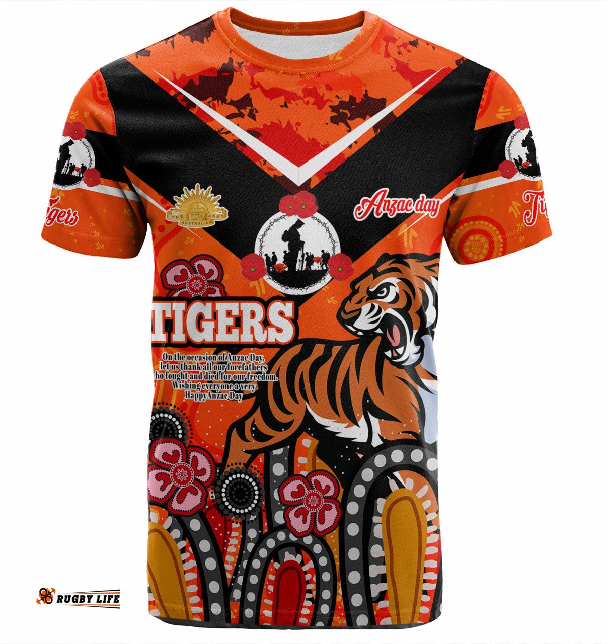 Amazing Aussie Wests Tigers Anzac Day Custom T-shirt - Tigers Anzac Quotes T-shirt