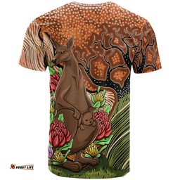 Amazing Aussie Australia Aboriginal Inspired T-Shirt - Kangaroo With Indigenous Tree