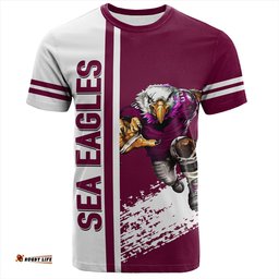 Amazing Aussie Manly Warringah Sea Eagles T-Shirt - Manly Warringah Sea Eagles Mascot Quater Style