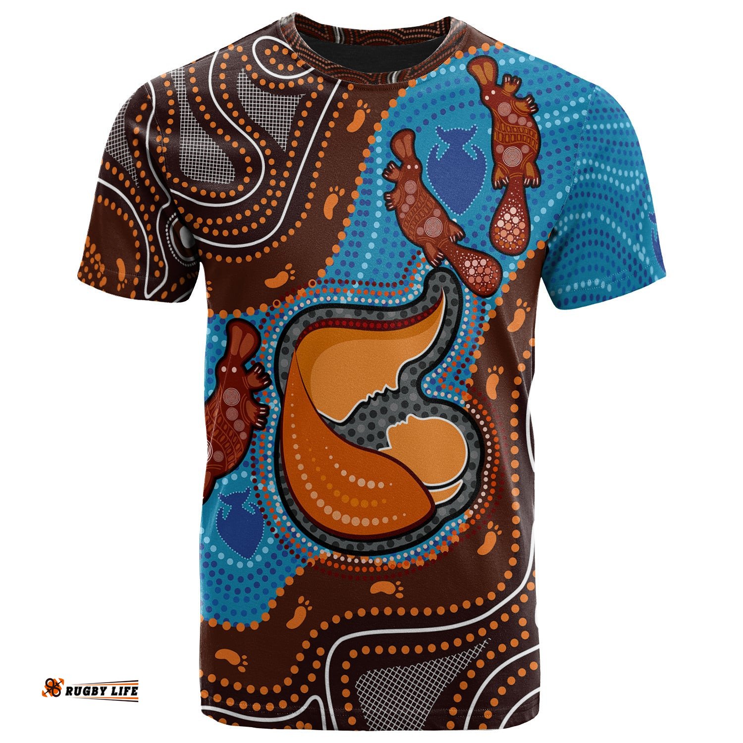 australia custom t shirt aboriginal inspired mother and son platypus art land and river concept t shirt
