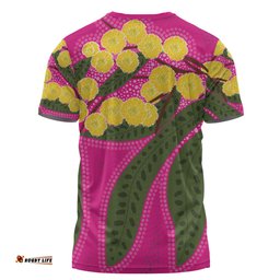 Amazing Aussie Australia Flowers Aboriginal T-shirt - Australian Yellow Wattle Flowers Painting In Aboriginal Dot Art Style T-shirt