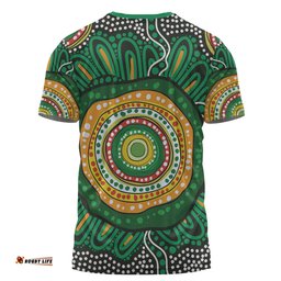 Amazing Aussie Australia Aboriginal T-shirt - Green Aboriginal Style Dot Painting T-shirt