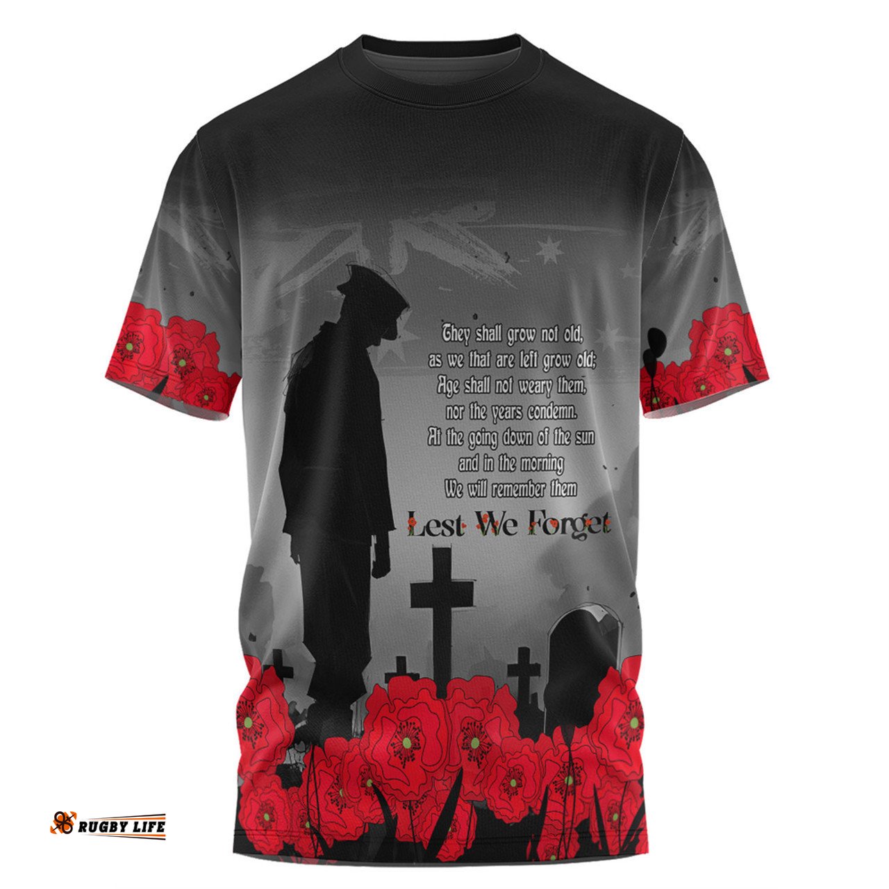 Amazing Aussie Australia Anzac Day Custom T-shirt - Remembrance Day Soldier In A Red Poppies Field T-shirt