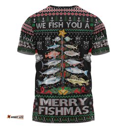 Amazing Aussie Australia Christmas Fishing T-shirt - Merrry Fishmas Fishing Rod Christmas Tree T-shirt