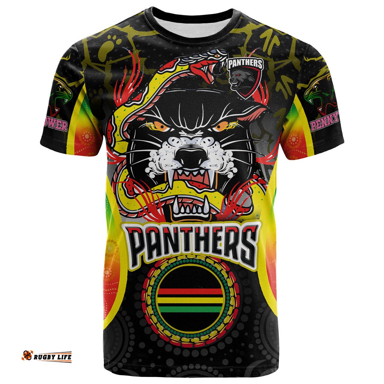 Amazing Aussie Penrith Panthers Custom Gradient T-Shirt - Angry Penrith Panthers Penny Power Personalised Name And Number T-Shirt