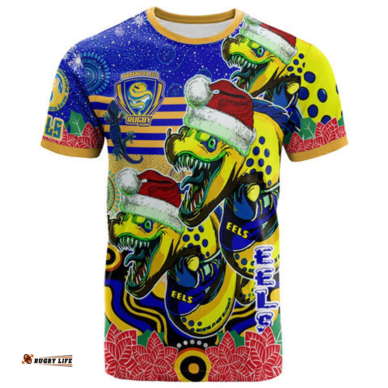 Amazing Aussie Parramatta Eels Christmas T-shirt - Custom Christmas Eels Indigenous T-shirt