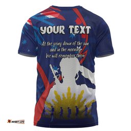 Amazing Aussie Australia Anzac Day Custom T-shirt - Lest We Forget With Blue Camouflage Pattern T-shirt