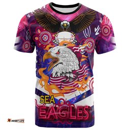 Amazing Aussie Australia Sea Eagles T-shirt - Custom Australia Sea Eagles Champions with Aboriginal Inspired Abstract Dot Painting Player And Number T-shirt