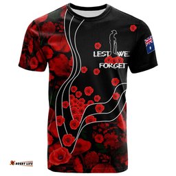Amazing Aussie Australia Anzac Lest We Forget T-shirt Poppy Flowers