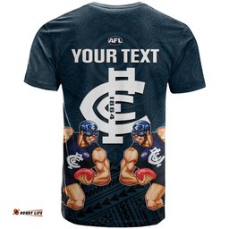 personalised calrton football t shirt blues go champions 2023 polynesian indigenous art