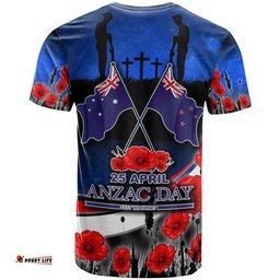 anzac day nz australia t shirt poppies flowers
