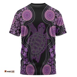 Amazing Aussie Australia T-Shirt - Aboriginal Art Purple Turtle Inspired