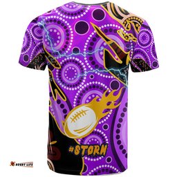 Amazing Aussie Melbourne Storm T-Shirt - Custom Melbourne Storm Team with Aboriginal Inspired Dot Painting and Indigenous Pattern