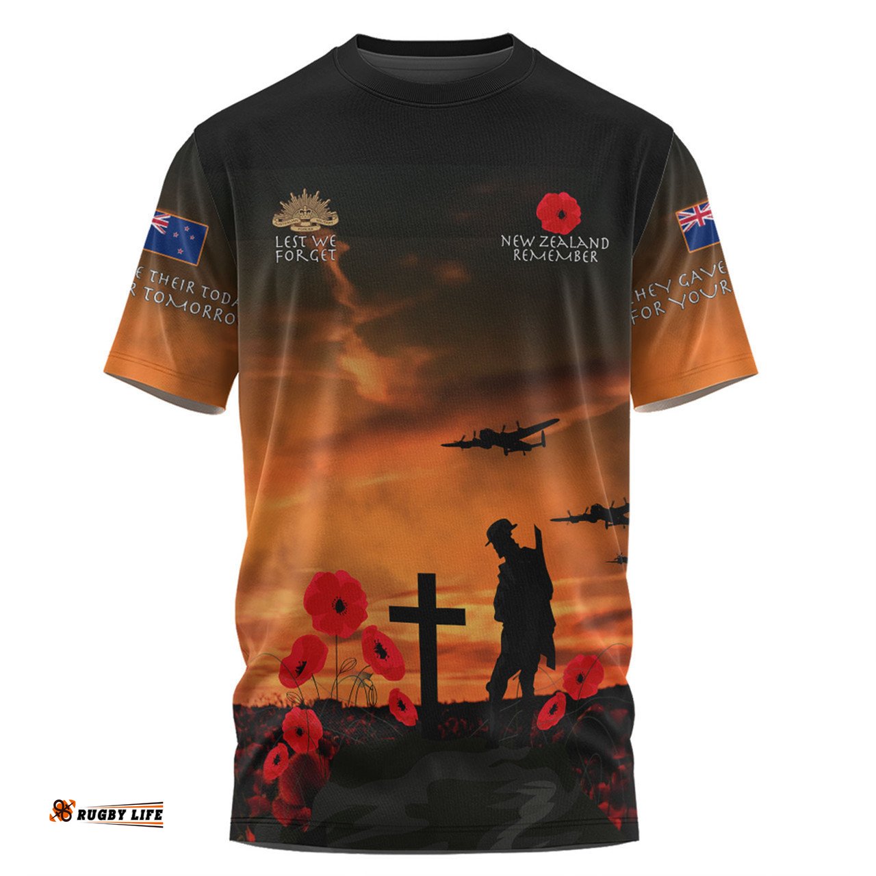 Amazing Aussie New Zealand Warriors Anzac Day T-shirt - New Zealand Warriors Remember Orange T-shirt