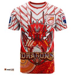 Amazing Aussie St. George Illawarra Dragons Custom T-Shirt - Indigenous Super St George Team with Australia Flag T-shirt