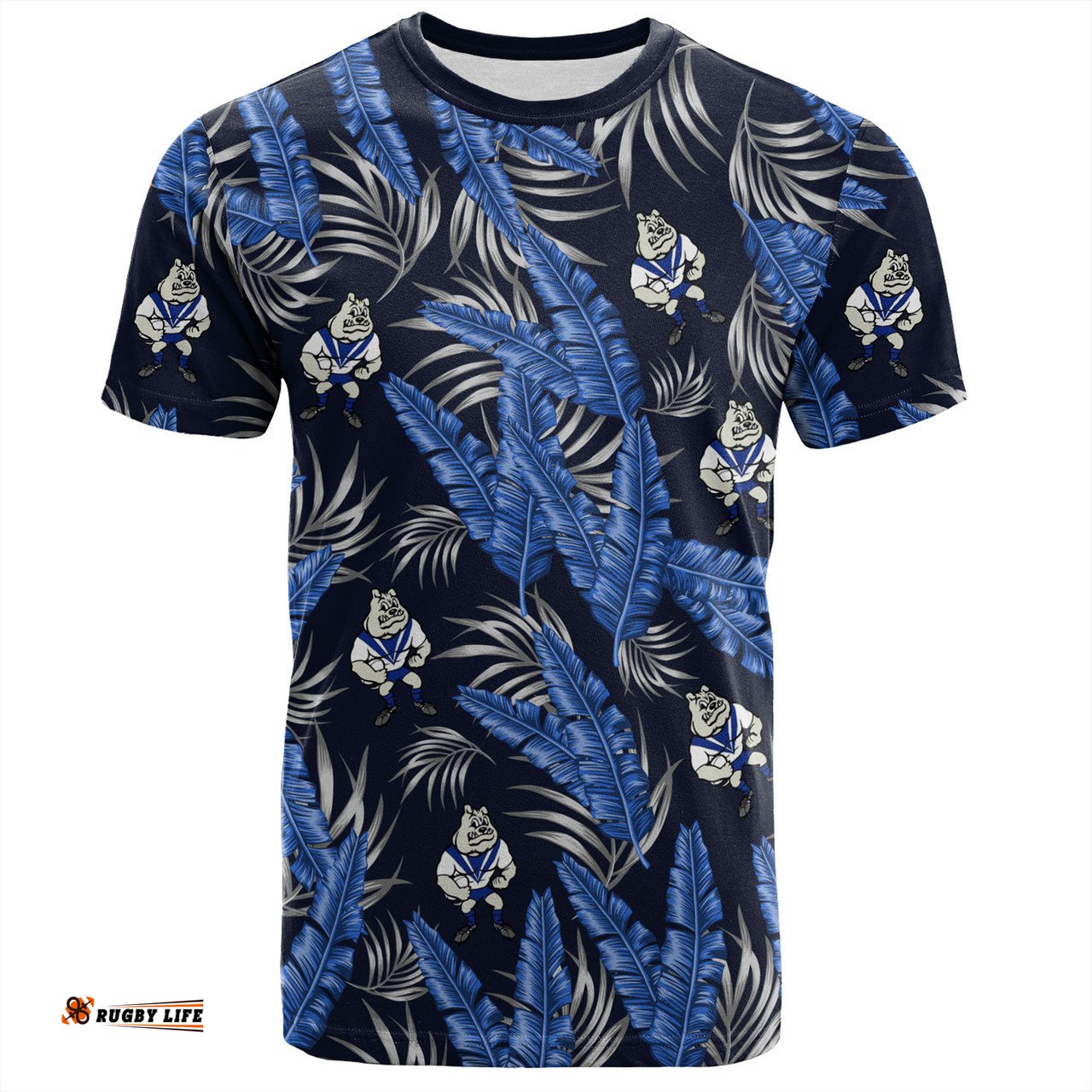 Amazing Aussie Canterbury-Bankstown Bulldogs Custom T-Shirt - Tropical Patterns Bulldogs T-Shirt