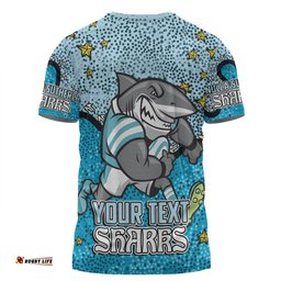 Amazing Aussie Cronulla-Sutherland Sharks Custom T-shirt - Team With Dot And Star Patterns For Tough Fan T-shirt