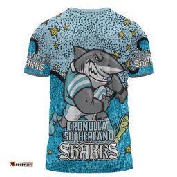 Amazing Aussie Cronulla-Sutherland Sharks Custom T-shirt - Team With Dot And Star Patterns For Tough Fan T-shirt