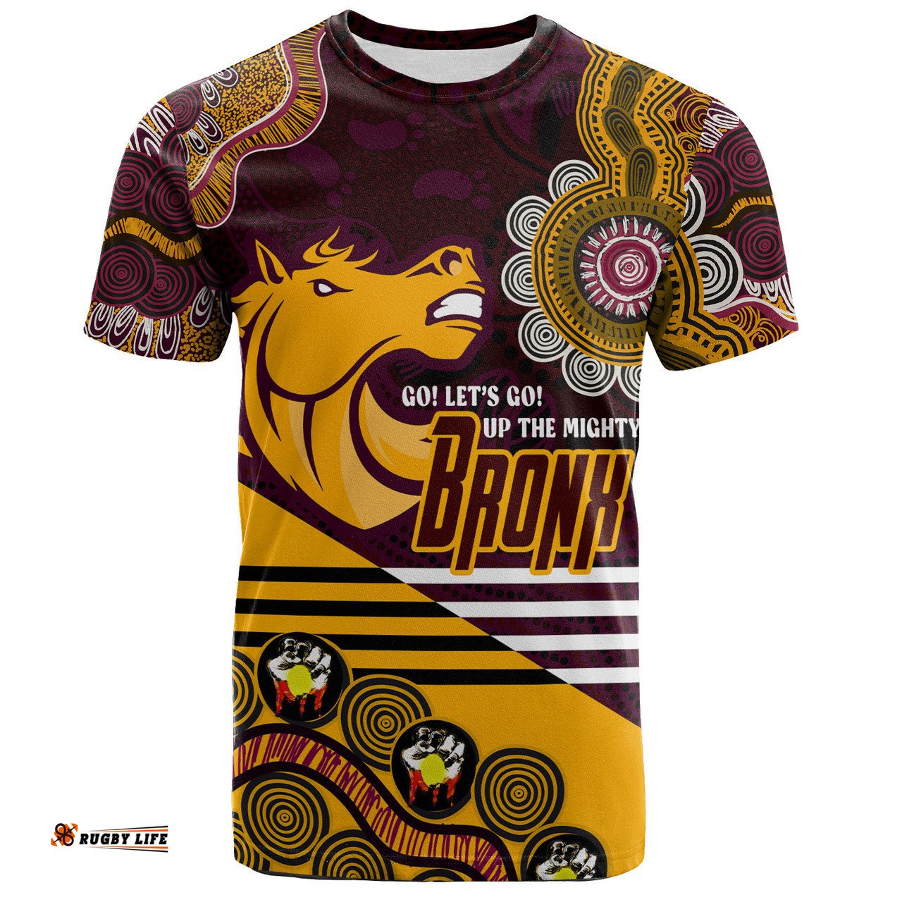 Amazing Aussie Brisbane Broncos Custom T-shirt - Go! Let's go! Up The Mighty Bronx Home Jersey T-shirt