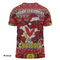 Amazing Aussie St. George Illawarra Dragons Christmas Custom T-shirt - Christmas Knit Patterns Vintage Jersey Ugly T-shirt