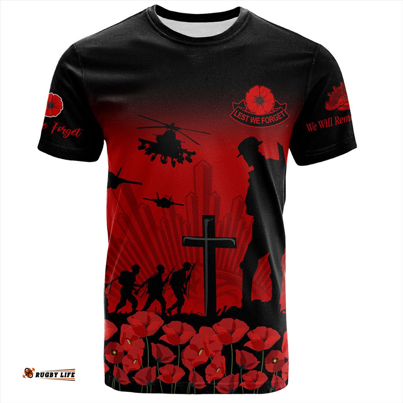Amazing Aussie Australia T-Shirt Lest We Forget Red Poppies Special Style