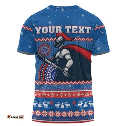Amazing Aussie Newcastle Knights Christmas Custom T-shirt - Ugly Xmas And Aboriginal Patterns For Die Hard Fan T-shirt