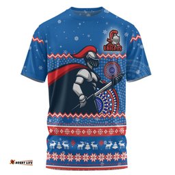Amazing Aussie Newcastle Knights Christmas Custom T-shirt - Ugly Xmas And Aboriginal Patterns For Die Hard Fan T-shirt