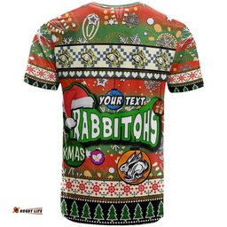 Amazing Aussie South Sydney Rabbitohs T-Shirt - Custom Xmas South Sydney Rabbitohs Balls, Snowflake With Aboriginal Inspired Patterns T-Shirt