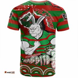 Amazing Aussie South Sydney Rabbitohs T-Shirt - Custom Super Bunnies Aboriginal Inspired T-Shirt
