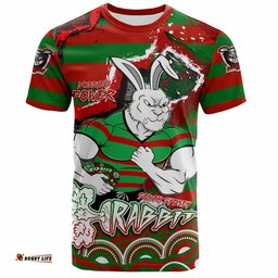 Amazing Aussie South Sydney Rabbitohs T-Shirt - Custom Super Bunnies Aboriginal Inspired T-Shirt