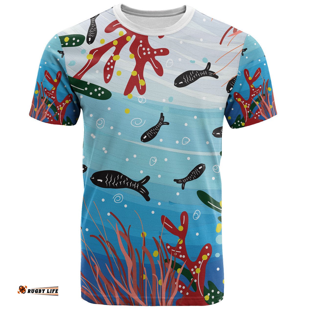 Amazing Aussie Australia Aboriginal T-shirt - Underwater Concept Aboriginal Art With Fish T-shirt