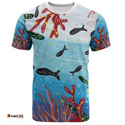 Amazing Aussie Australia Aboriginal T-shirt - Underwater Concept Aboriginal Art With Fish T-shirt