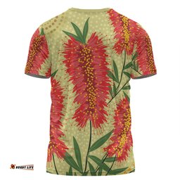 Amazing Aussie Australia Flowers Aboriginal T-shirt - Aboriginal Painting Red Bottle Brush Tree T-shirt