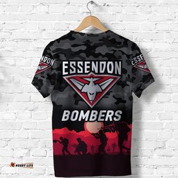 essendon bombers anzac t shirt simple style black