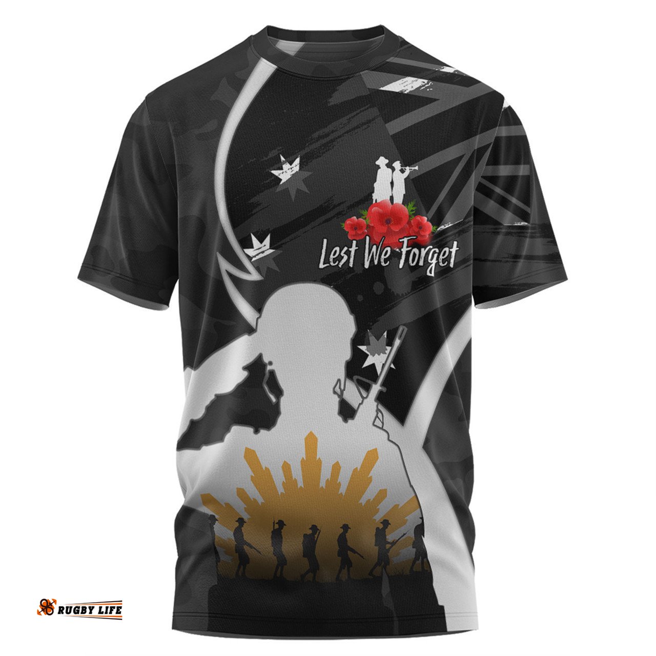 Amazing Aussie Australia Anzac Day Custom T-shirt - Lest We Forget With Black Camouflage Pattern T-shirt
