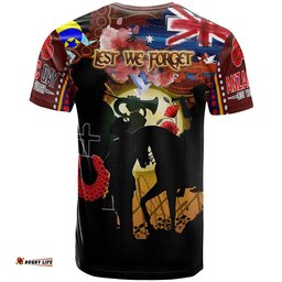 australia anzac day aboriginal inspired brown t shirt custom the aboriginal inspired and torres strait islander commemorative t shirt