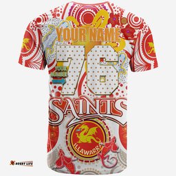 Amazing Aussie St. George Illawarra Dragons Custom T-Shirt - Saints With Aboriginal Inspired Dot Art T-Shirt
