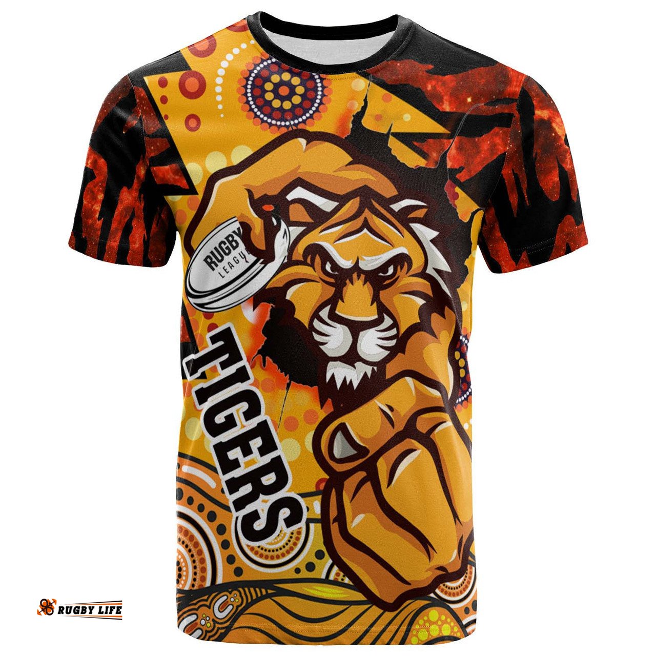 Amazing Aussie Wests Tigers T-Shirt - Custom West Wests Tigers Aboriginal Inspired Style with Tiger Stripes Patterns