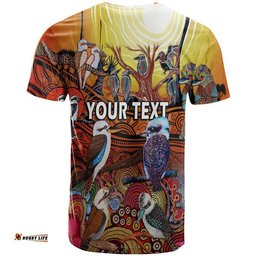 custom personalised australia kookaburra dreaming aboriginal arty style t shirt