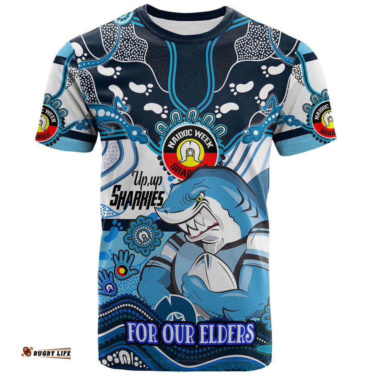 Amazing Aussie Cronulla-Sutherland Sharks Naidoc Week Custom T-shirt - For Our Elders Home Jersey T-shirt